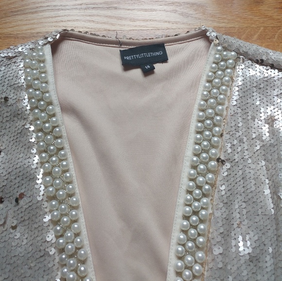 PrettyLittleThing Sequin Pearl Party Dress - Picture 4 of 9
